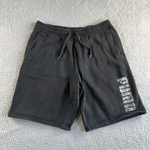 Puma Shorts Mens Large Black Athletic Sweat Relaxed Training Fleece Lined Casual